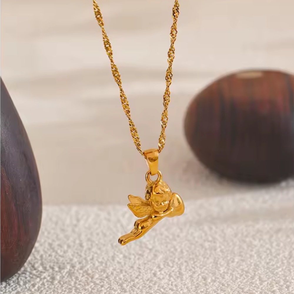 Celestial Angel Golden Charm Necklace